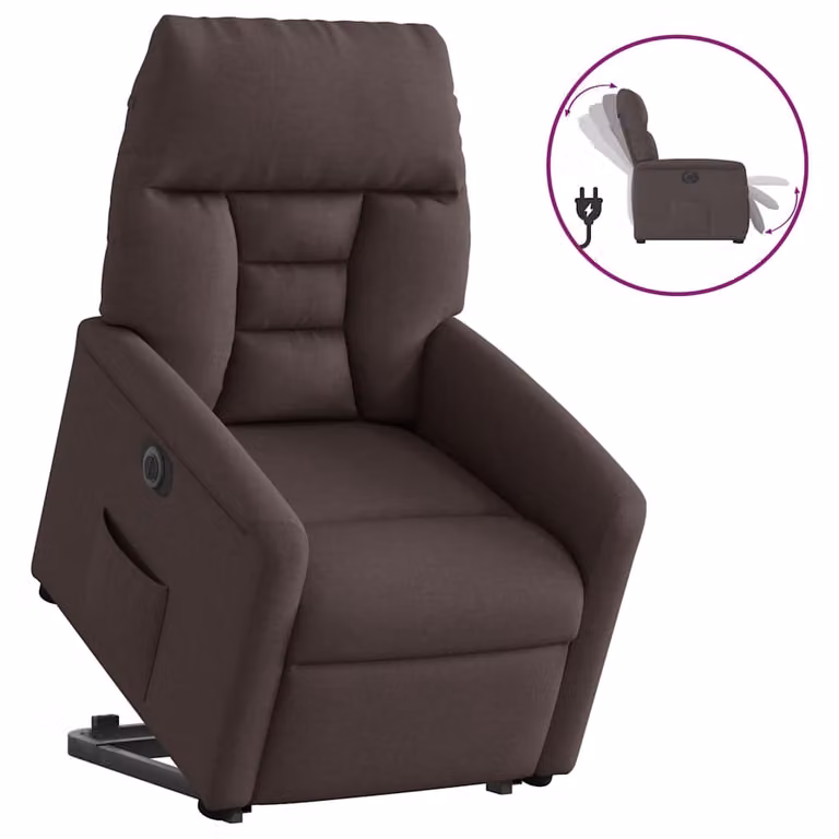 Sillón eléctrico reclinable y elevable vidaXL en tela marrón oscuro para mayores