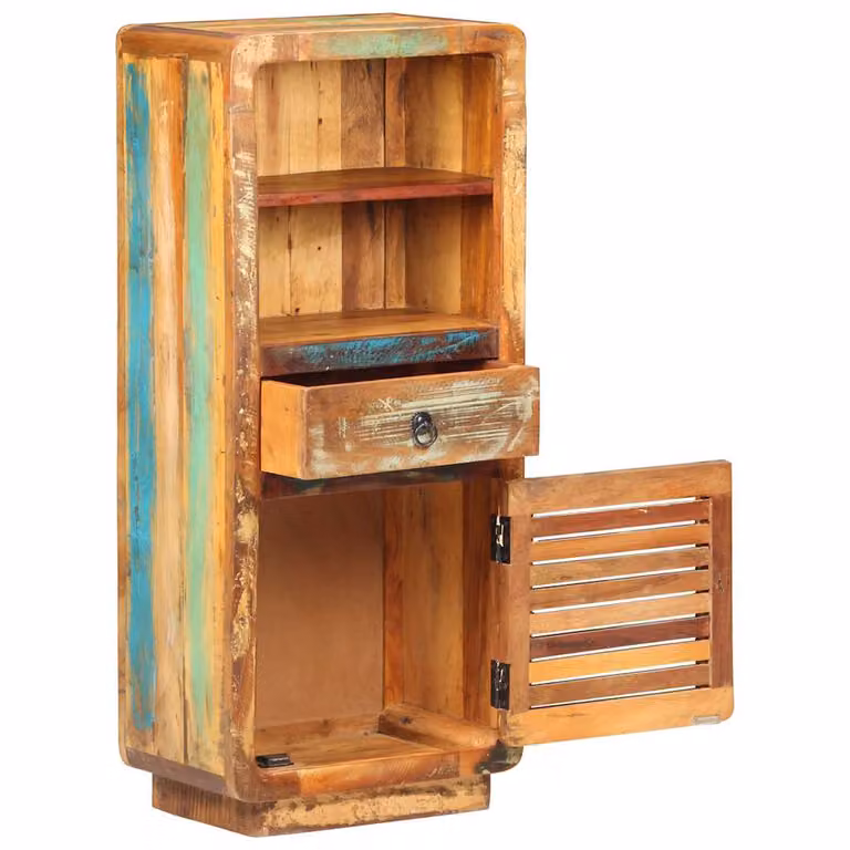Aparador de madera maciza de teca y mango de estilo rústico vidaXL multicolor An/P/Al: 45 x 32 x 110 cm