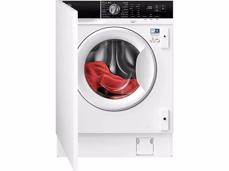 Lavadora integrable AEG LFN7G8434F de 8 kg, 1400 rpm, con tecnología ProSense, función de vapor y lavado rápido, color blanco panelable