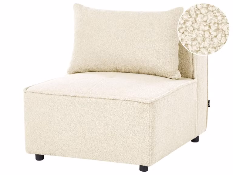 Sillón modular Beliani en tejido bouclé color blanco para salón moderno