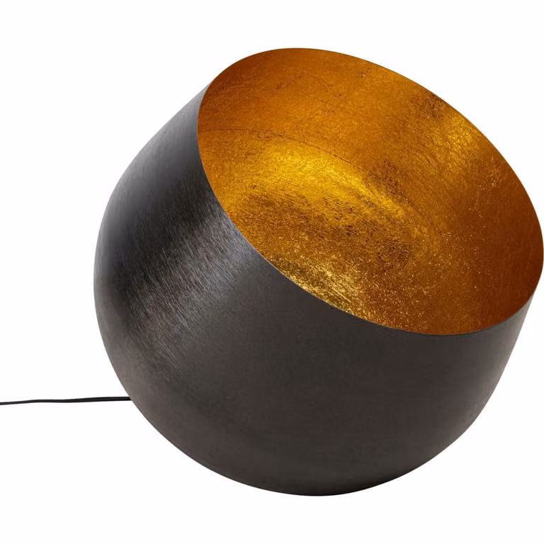 Lámpara de suelo moderna Kare Design en metal negro y dorado con pantalla textil de 50 cm de altura