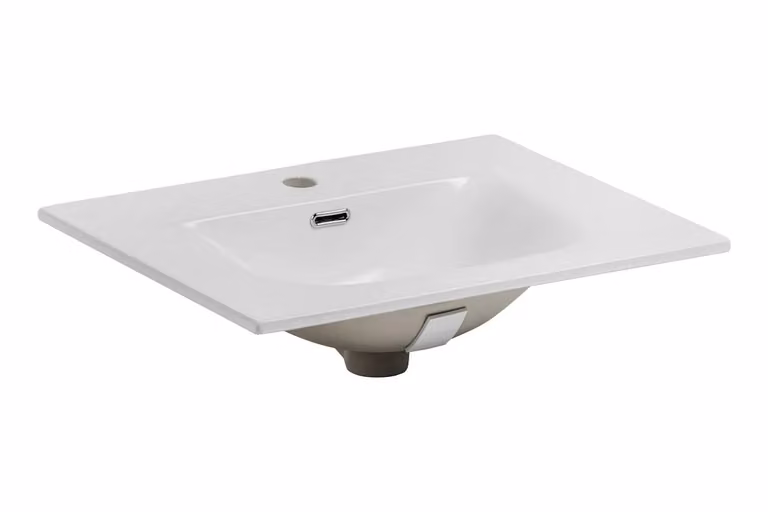 Lavabo rectangular de cerámica COMAD en color blanco para encastrar, An/P/Al: 61 x 46 x 17 cm