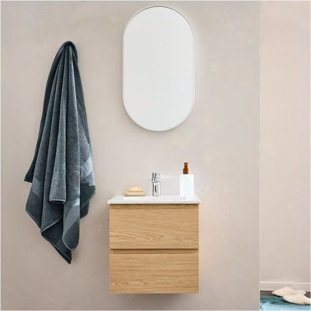Mueble lavabo Sorrento de MOB IN con espejo y grifo cromado, diseño minimalista para baño, An: 45 cm