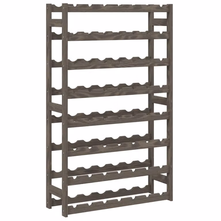 Botellero de pared vidaXL para 56 botellas de madera maciza de pino en color gris mate