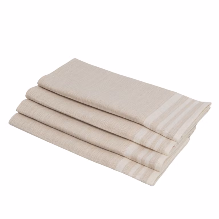 Set de 4 servilletas de algodón con diseño de rayas de la marca MAHDIA en color beige, An/P: 45 x 45 cm