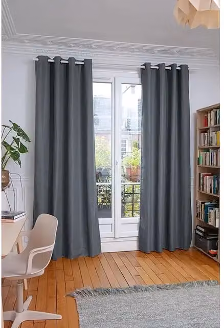 Cortina térmica semiopaca Moondream Cocoon de algodón y poliéster con ollaos, color gris, An/Al: 140 x 260 cm