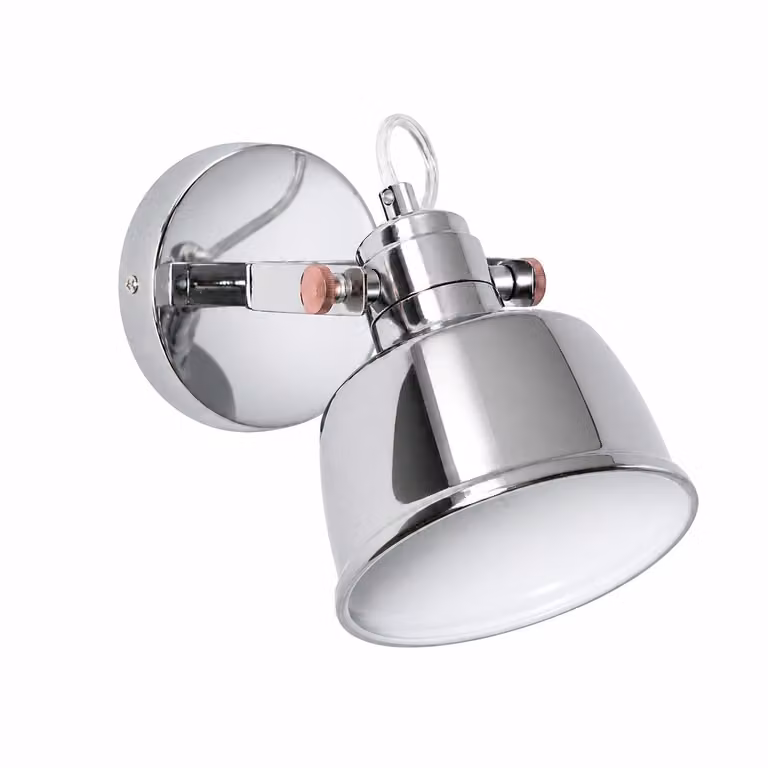 Aplique de pared industrial Alpinaluz de metal cromado con detalles en cobre y pantalla ajustable de 15 cm para casquillo E14