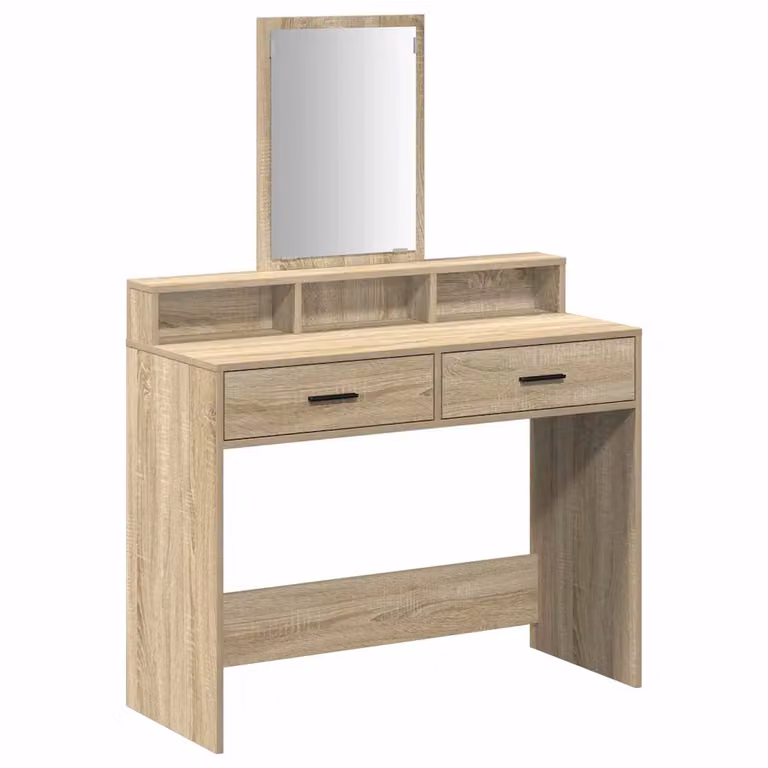 Mesa tocador vidaXL de roble sonoma en color marrón y beige, An/P/Al: 100 x 41 x 140 cm