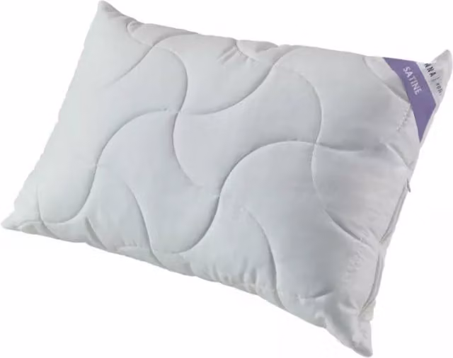 Almohada ajustable de satén Senna Home blanca, An/P/Al: 70 x 50 cm
