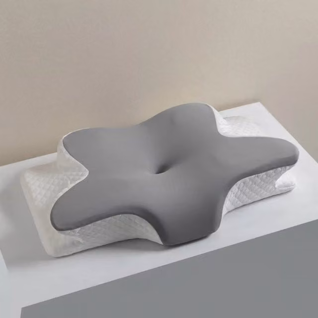 Almohada Cervical Ergonómica de Espuma Viscoelástica COOCHEER en color gris para dormir de lado, boca arriba o boca abajo
