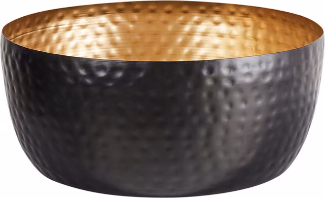 Cuenco decorativo Banha de Beliani en metal negro y dorado con diseño de nido de abeja y forma redonda