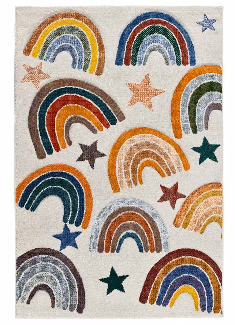 Alfombra infantil Atticgo con diseño de arcoíris y líneas multicolor, An/P: 120 x 170 cm