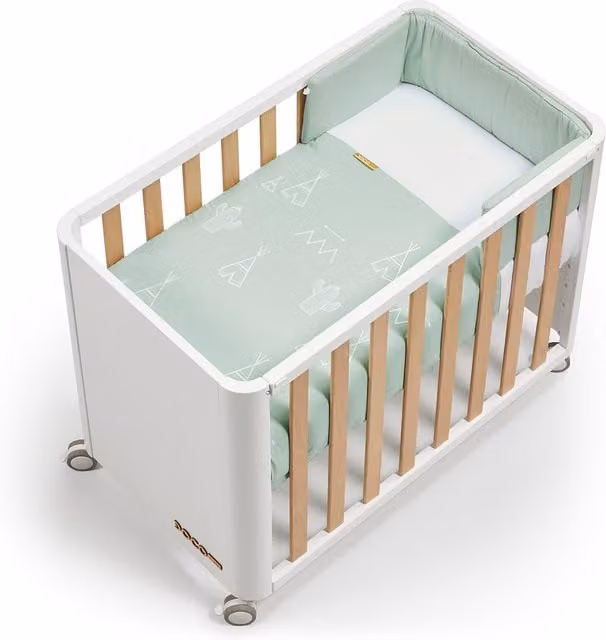 Minicuna-Cuna de colecho Cotinfant Doco Style en blanco y natural para bebés, An: 50 cm, Al: 90 cm