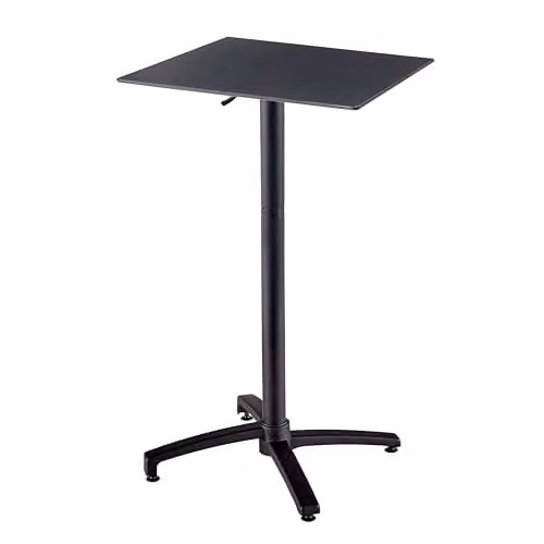 Oviala Mesa alta de jardín cuadrada con superficie inclinable en laminado negro y blanco An/P/Al: 60 x 60 x 110 cm
