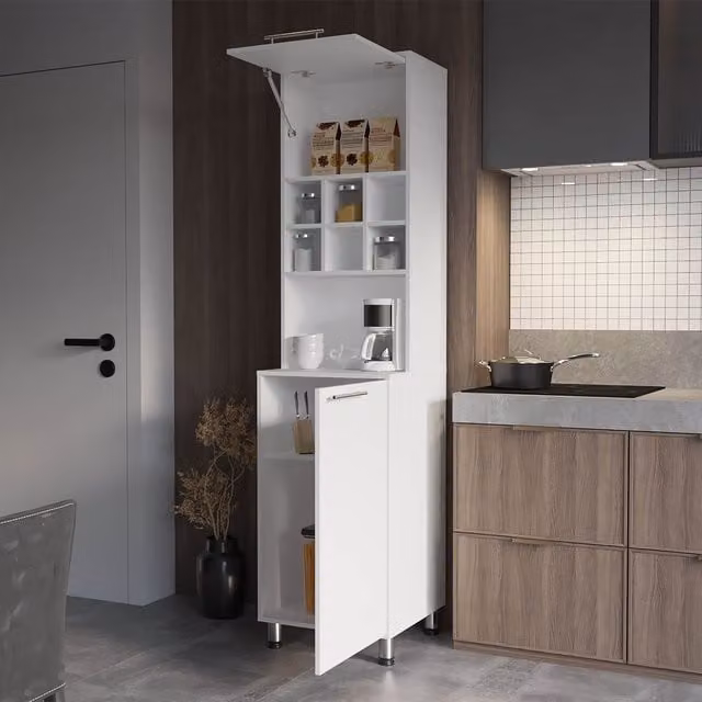 Alacena de cocina moderna TUHOME CONCEPT en color blanco mate con puertas batientes y estantes internos
