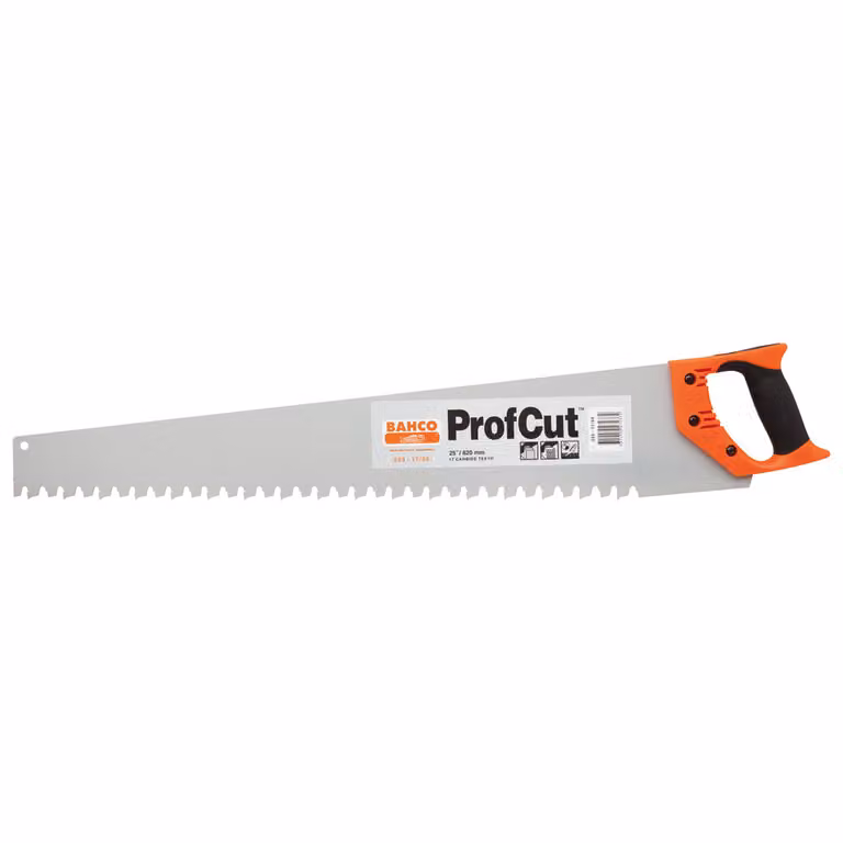 Sierra de mano Bahco ProfCut para bloques de hormigón celular y ladrillos, color plata, Longitud: 62 cm