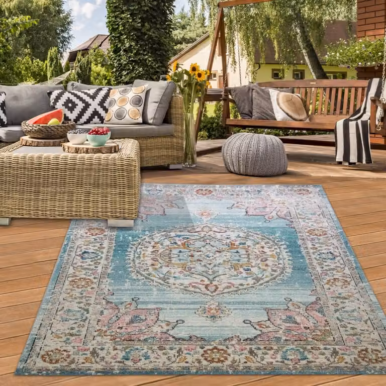 Alfombra oriental Teppich-Traum de estilo vintage en azul para salón, cocina o jardín, An: 200 cm, Al: 290 cm