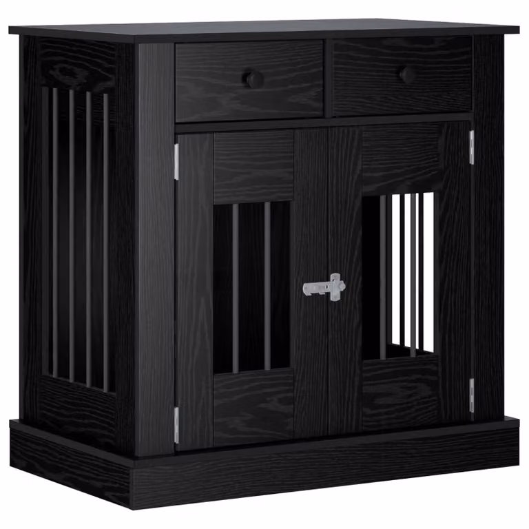 Mueble para jaula de perro vidaXL en Roble Negro, An/P/Al: 80 x 47,5 x 80 cm