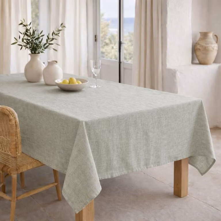 Conjunto de mantel y 4 servilletas Febronie de algodón con diseño de cuadros en color verde, An/P: 250 x 150 cm