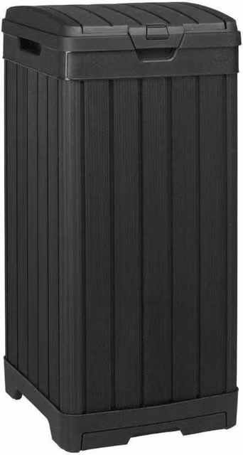 Papelera de exterior Baltimore de Keter en plástico negro con tapa abatible de 125 l, An/P/Al: 41 x 41 x 87,4 cm