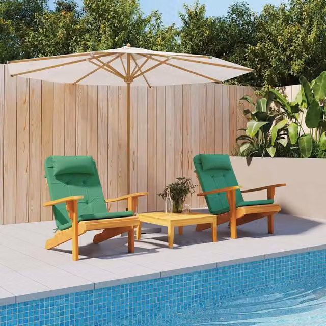 Set de 2 cojines para sillas vidaXL de tela Oxford verde, diseño ergonómico y lavable, An/P/Al: 58 x 77 x 4,5 cm