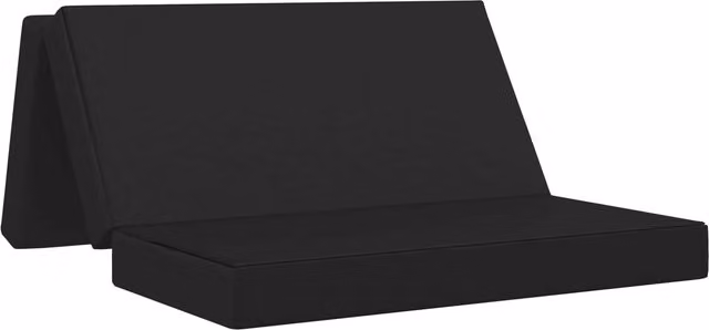 Sofá cama plegable SYFAX de tela negra con relleno de espuma, An/P/Al: 120 x 67 x 45 cm