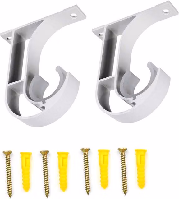 Soportes de aluminio en forma de U de TUSERXLN en color blanco para barras de cortina o armario con montaje en techo, compatibles con un diámetro de 28 mm