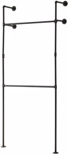 Perchero de pared industrial kenävatka de en.casa en metal negro mate, An/P/Al: 222 x 31 x 105 cm