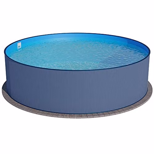 Piscina de pared redonda Summer Fun de acero color antracita con liner azul, An/P/Al: 450 x 450 x 120 cm