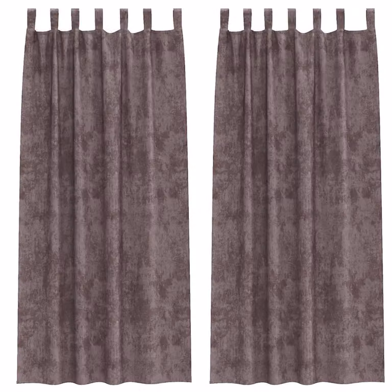 Set de 2 cortinas de terciopelo opacas vidaXL en color marrón con aislamiento térmico, An/Al: 140 x 225 cm