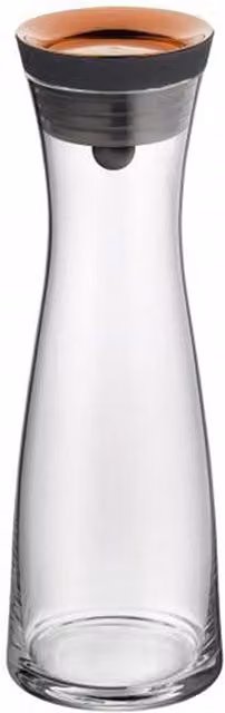 Decanter de agua WMF con tapa de silicona y cierre closeup, vidrio transparente y cobre, 1,0 l, Altura: 29 cm