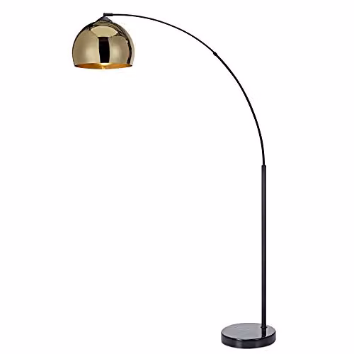 Lámpara de pie LED de arco Versanora con base de mármol y estructura de metal, disponible en cromo, dorado o negro, Altura: 170 cm, Diámetro: 50 cm