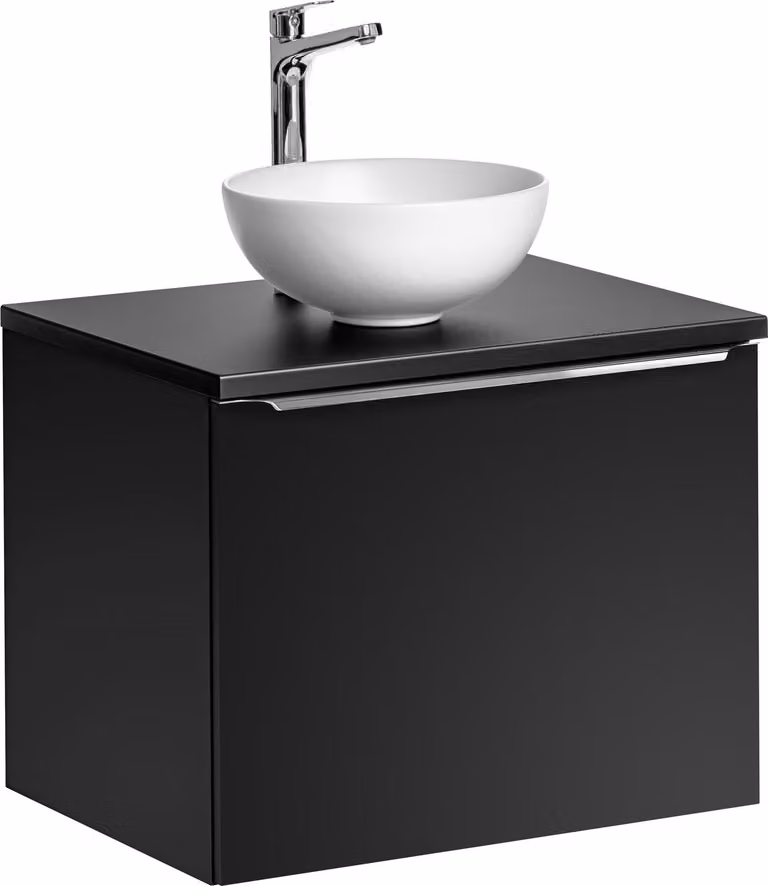 Mueble de baño suspendido de estilo minimalista en blanco mate con puertas de bisagra