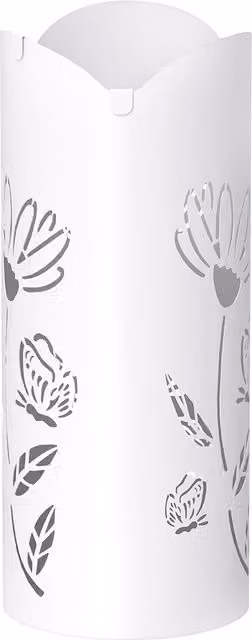 Paragüero de acero HOMCOM con 4 ganchos, bandeja de goteo extraíble y diseño decorativo, color blanco, An/P/Al: 17 x 17 x 41 cm