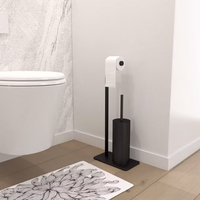 Cepillo de wc con base de acero inoxidable AURLANE en color negro mate
