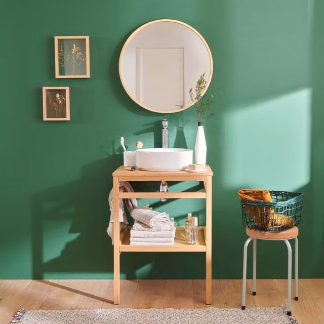 Mueble de baño Mob-In Hopp de roble con lavabo redondo, grifo y espejo de 60 cm