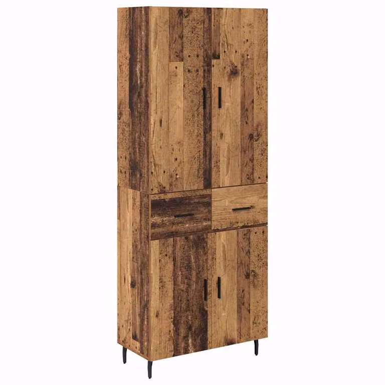 Set de 2 aparadores altos vidaXL de madera envejecida y color marrón, An/P/Al: 69,5 x 34 x 180 cm