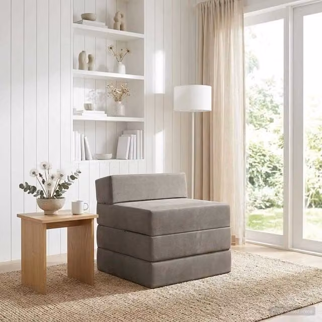Sofá cama plegable de terciopelo gris vidaXL An/P/Al: 200 x 70 x 15 cm