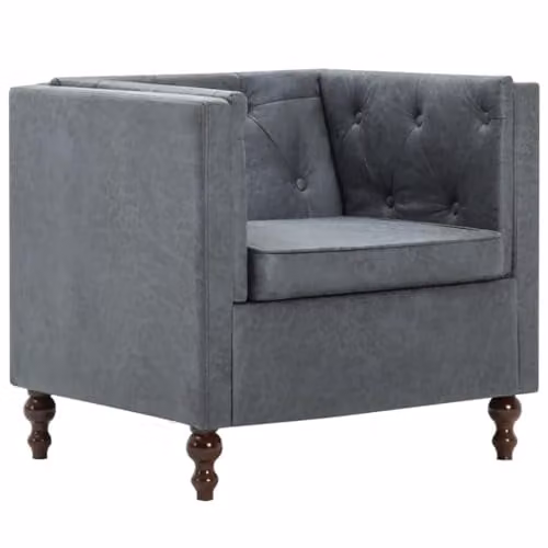 Silla lounge de diseño Club de Helloshop26 con tapiz de tela en color gris