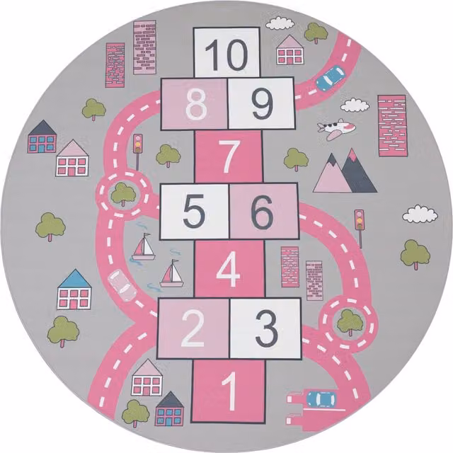 Alfombra infantil Bini rosa redonda de 160 cm