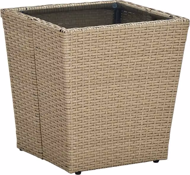 Mesa de centro Syfax de ratán beige con vidrio templado transparente An/An/Al: 41,5 x 41,5 x 44 cm