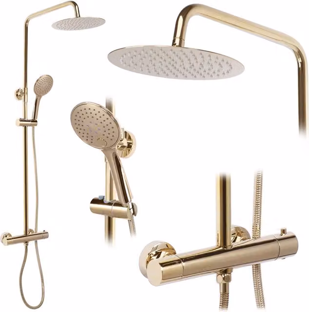Conjunto de ducha con termostato Rea Vincent en color gold, An/P/Al: 48 x 27 x 123,5 cm