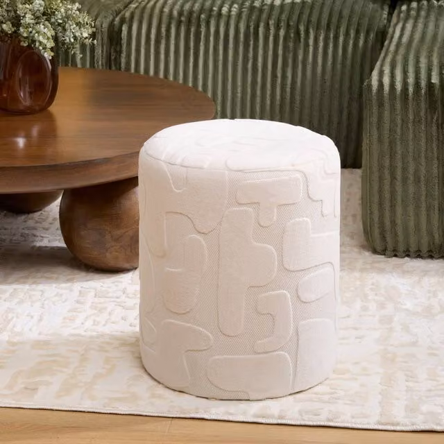 Puf redondo Delor blanco Atmosphera An/P/Al: 36 x 36 x 40 cm