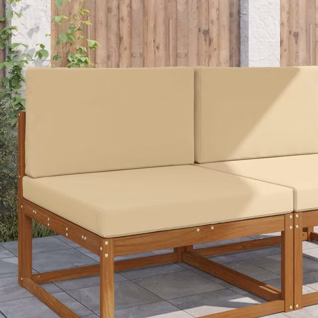 Set de 2 cojines cuadrados para sofá de exterior vidaXL en poliéster color beige de 80 x 80 cm