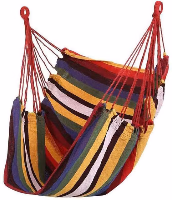 Hamaca portátil de lona ODIPIE con diseño de rayas multicolor y estilo boho para adultos, ideal para jardín, salón o dormitorio