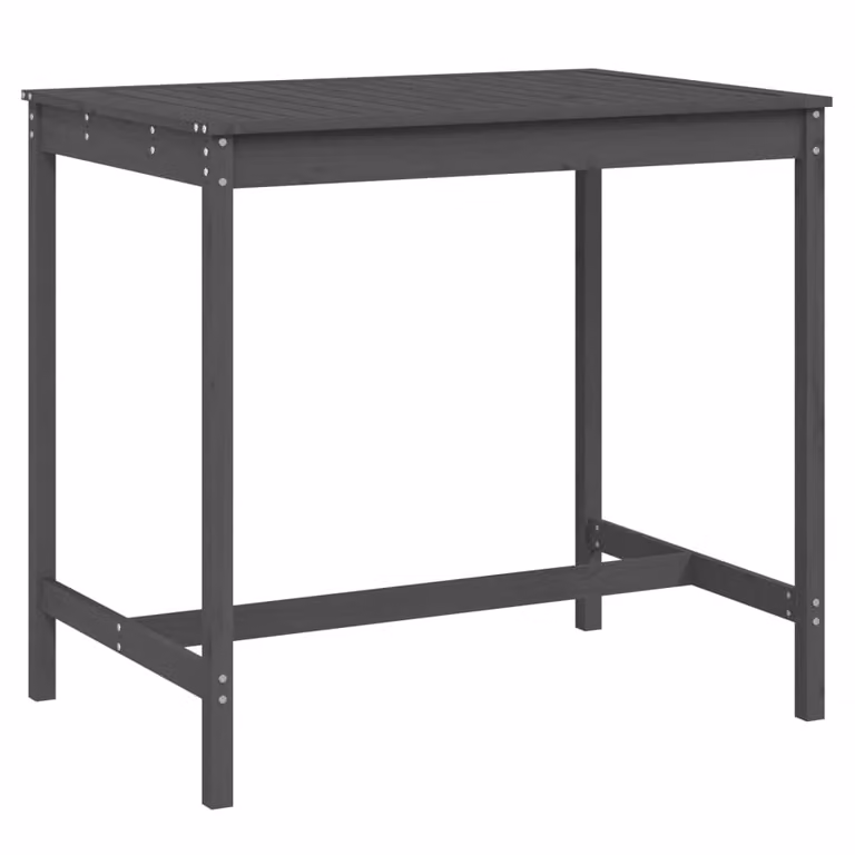 Mesa de jardín vidaXL de madera de pino maciza, color gris, An/P/Al: 121 x 82,5 x 110 cm