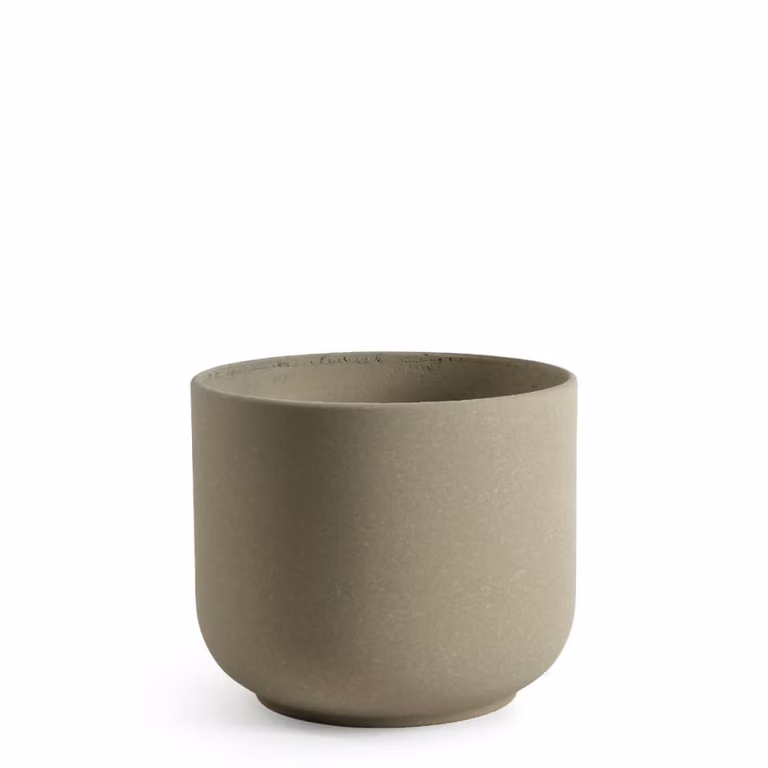 Macetero decorativo redondo de cemento Sia Deco en color beige, Altura: 37 cm, Diámetro: 31 cm