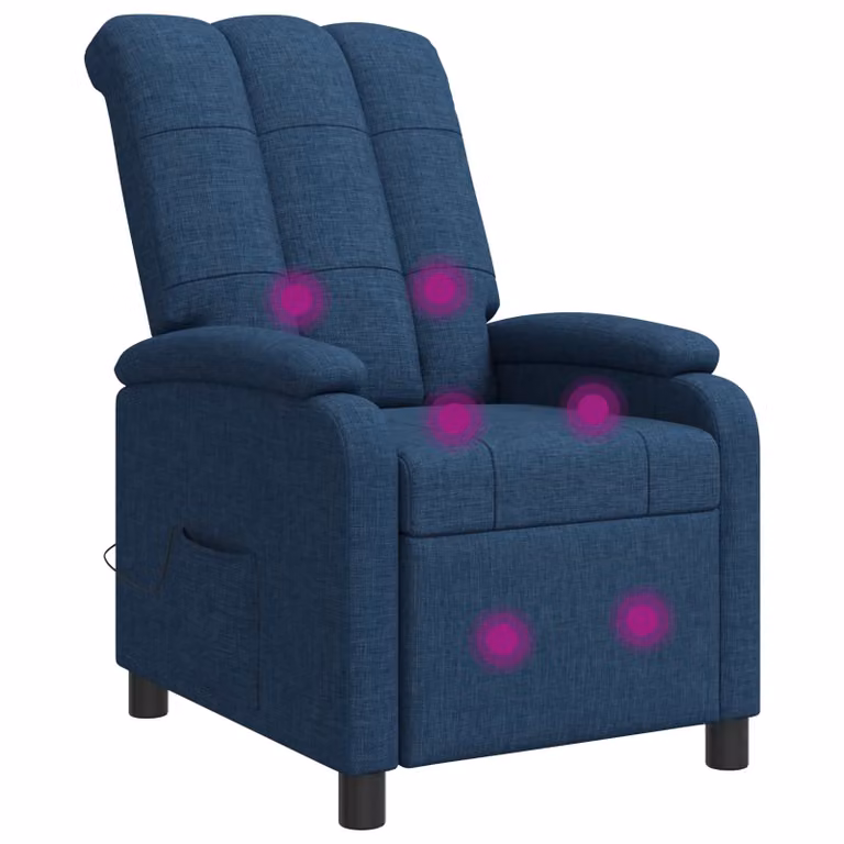 Silla de masajes reclinable vidaXL en azul de tela con reposabrazos para adultos