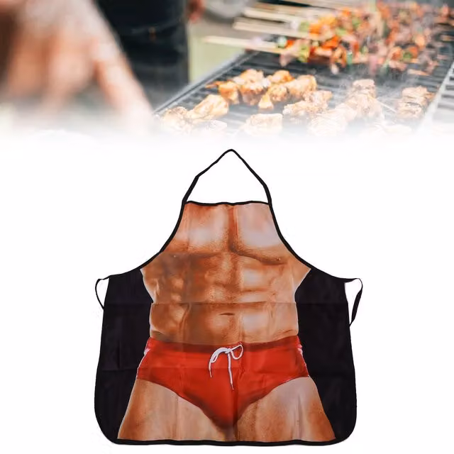 Delantal Infinite con motivo de músculos para adultos en negro y multicolor, ideal para cocinar o trabajar