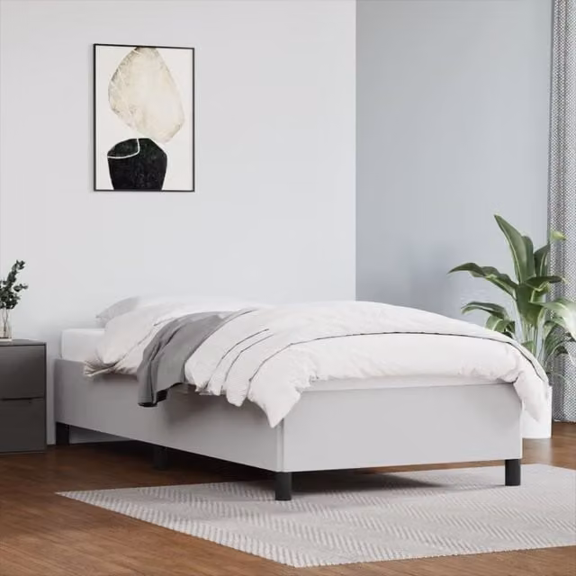 Estructura de cama tapizada Maison exclusive en cuero sintético blanco de 90x200 cm